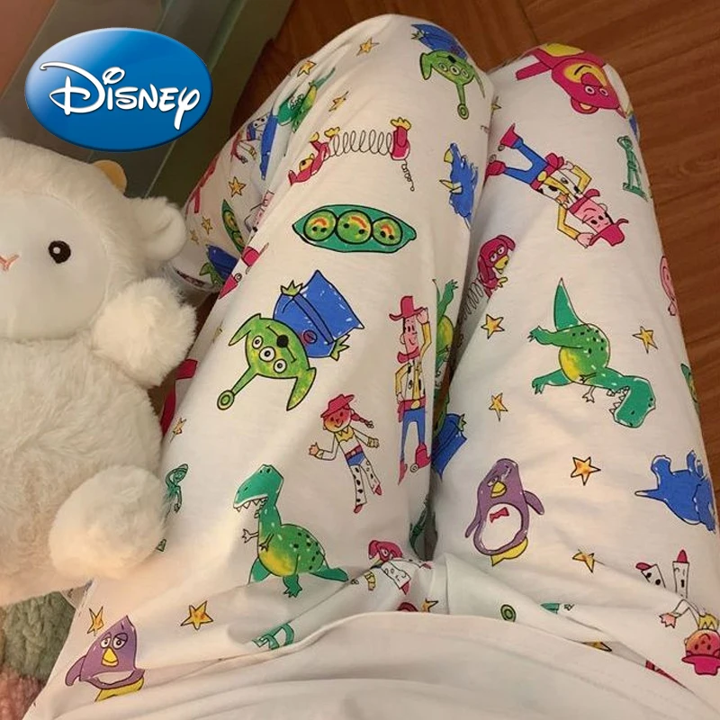 Disney Cartoon Spielzeug Geschichte Herbst neue Frauen Langarm Pyjama Hose Kawaii Print lässig weich locker Winnie the Pooh Pyjama Hose