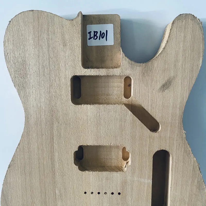 IB101 Unfinished Tele Electric Guitar Body in Solid Basswood Custom TL Guitar 2 Humbucker Pickups See Through No Paints