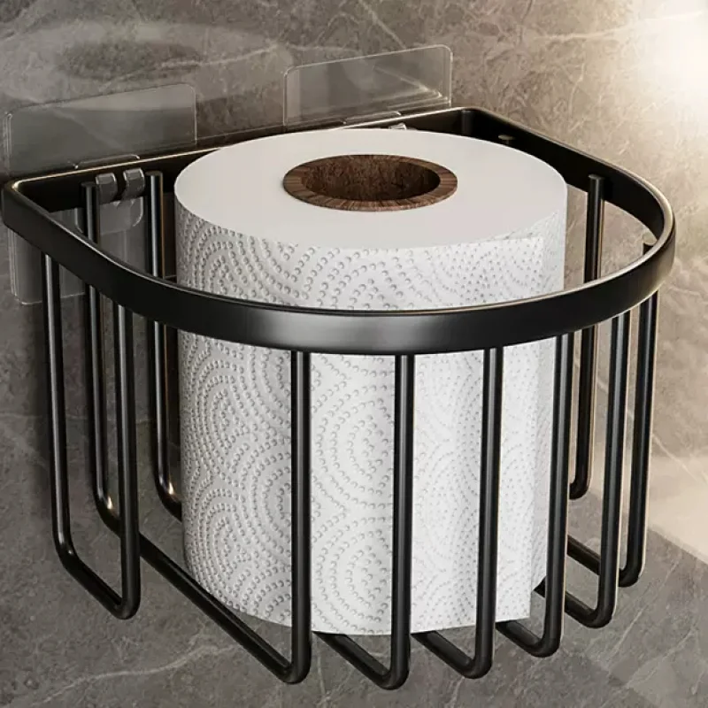 Toilet Toilet Paper Box Storage Rack Perforated Toilet Tissue Box Wall Mounted Roll Out Paper Box Bath Accessories Tissue Basket