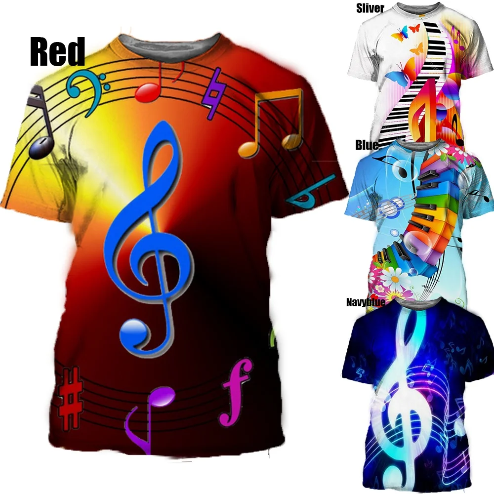 

Men Women New Fashion Newest 3D Printing T Shirt Music Note Fashion Short-sleeved T-shirt 3D Men Women Tops Pullover Tee XXS-6XL