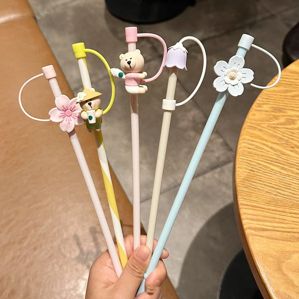 1 PC Silicone Straw Plug Reusable Drinking Cartoon Dust Cap Straw Tips Cover Cup Accessories for 6-8mm Straws  Christmas