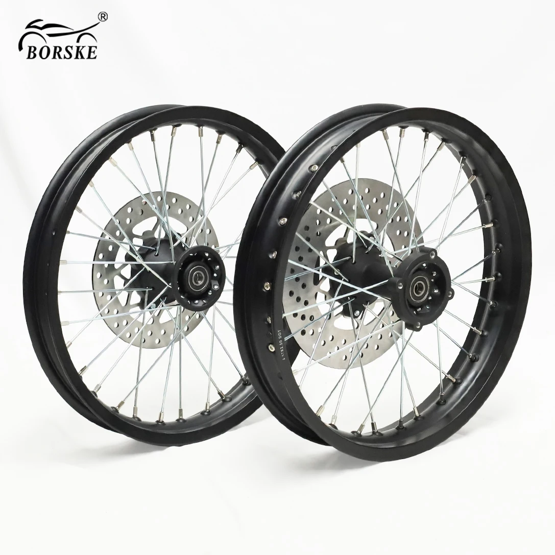 Ebike Front Rear Wheel Rim Sets Replacement Durable Aluminum Alloy 6063 17 Inch Motorcycle Spoke Wheel Rim Set