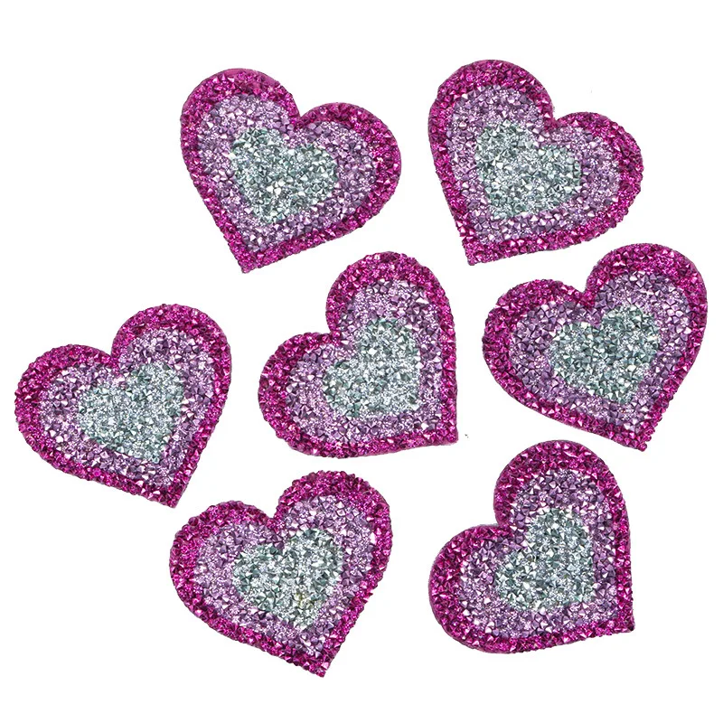 Free Shipping 60pcs/lot Hotfix Iron On Heart Applique Embroidery Patch Wedding Bridal DIY Accessories Rhinestone Patch LSAP2801