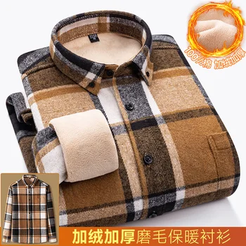 Camicia calda di nuovo stile da uomo camicie da uomo abbigliamento cotone casual manica lunga abiti firmati da uomo streetwear taglie forti più velluto