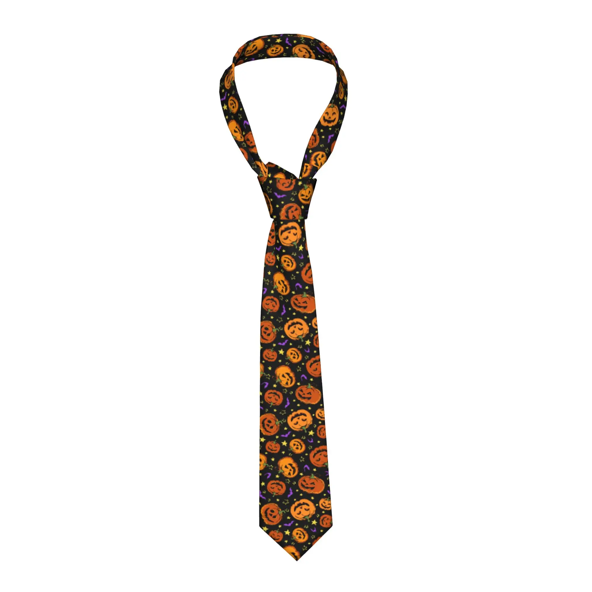 Halloween Pumpkins Necktie Unisex Skinny Classic  Neck Tie for Men Daily Wear Gravatas