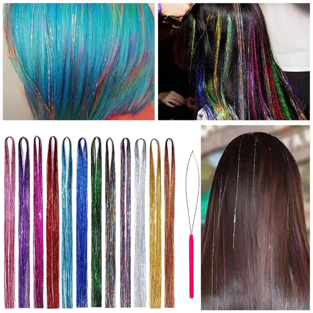 

Блестящая мишура, блестящая мишура для наращивания волос, ослепляет женщин, хиппи для плетения головного убора, инструменты для плетения волос, блестящая полоска