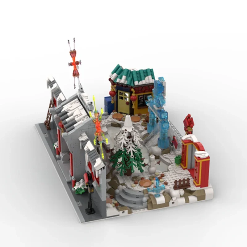 Htmoc – maison traditionnelle Siheyuan, blocs de construction d'architecture chinoise, modèle de passerelle d'arc, briques à monter soi-même, jouets pour enfants et adultes, cadeau