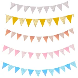 5m Pennant Stripe Hanging Banner Garland Wall Hanging Bunting Flag Baby Shower Wedding Birthday Party Decoration