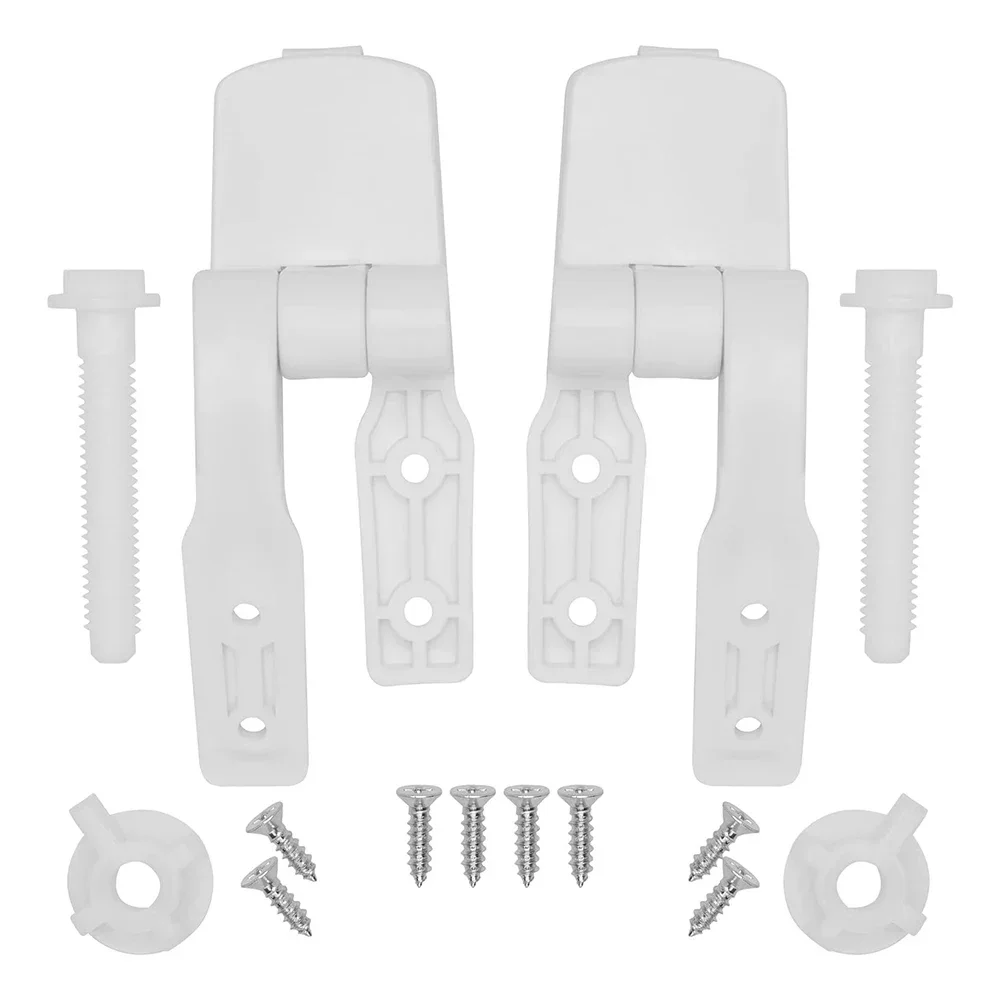 

White Plastic Toilet For Seat Hinge Replacement Set Durable Construction Compatible With Most Toilet For Seats