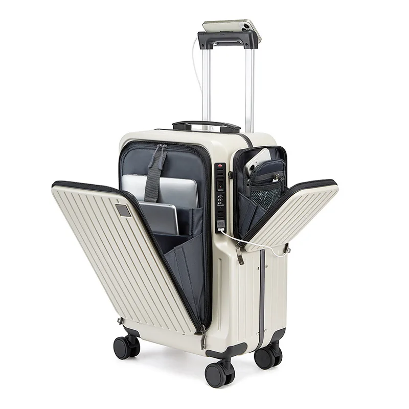 

New Aluminum Frame Front Opening Suitcase 20 inch Carrier Multi-functional Travel Suitcases Detachable Small Crossbody Bag