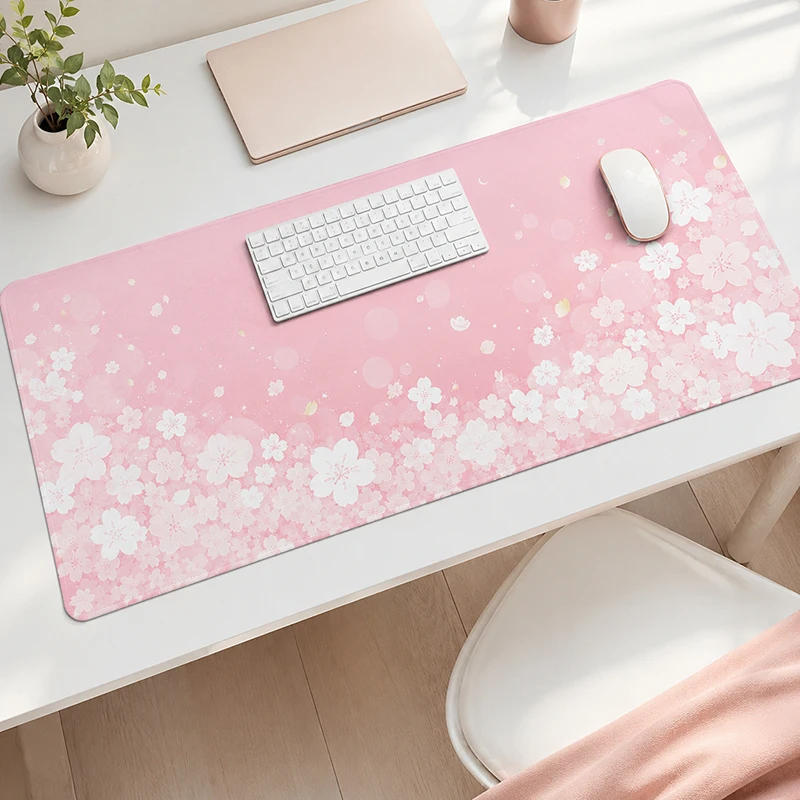 Pink Cherry Blossom Mouse Pad Gaming XL Computer New Home Mousepad XXL Mechanical Keyboard Pad Playmat Natural Rubber Mice Pad