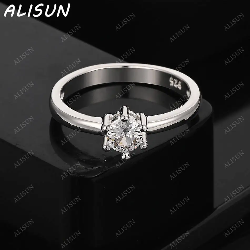 

ALISUN 925 Sterling Silver Zircons Wide Fine Ring For Women Men Fashion Jewelry Charm Grace Wedding Engagement Accessories
