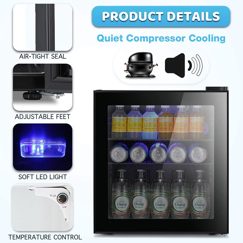 هانيسون فندق عالي الجودة بدون فروست ثلاجة تبريد صغيرة في باب زجاجي لغرفة المعيشة
