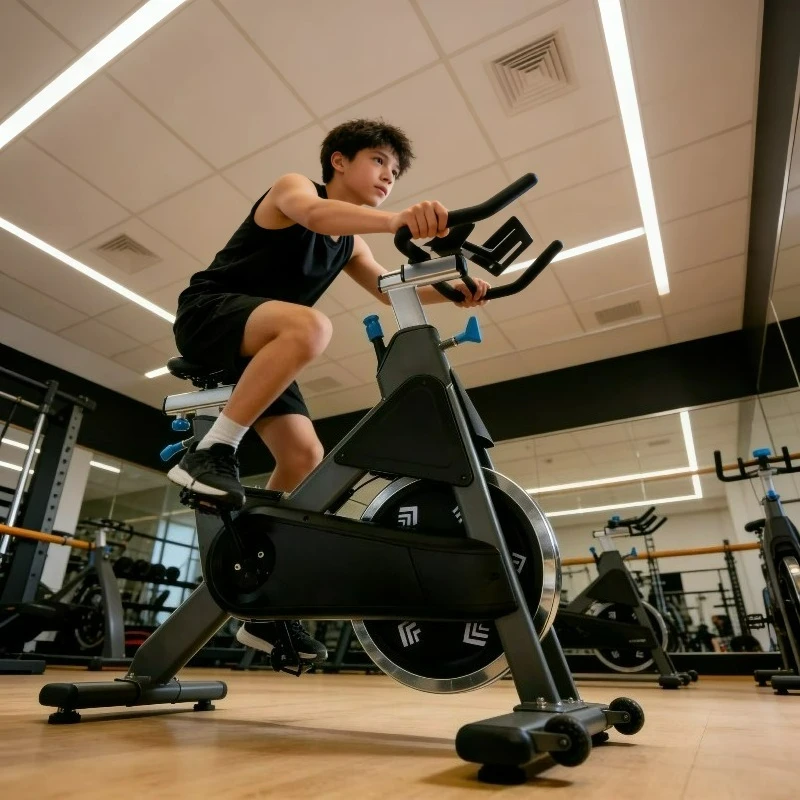 

Fitness Bicycle Indoor Cycling Trainer with Solid Flywheel Professional Spinning Bike for Home Gym Cardio Workouts