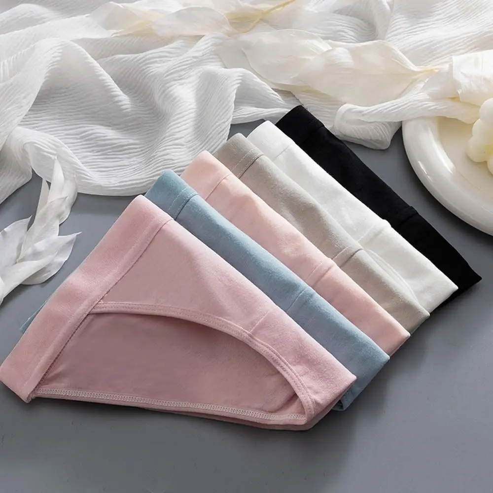 Calcinha elástica respirável de cintura baixa menina verão cor sólida calcinha de algodão cor pura briefs feminino íntimo calcinha sexy