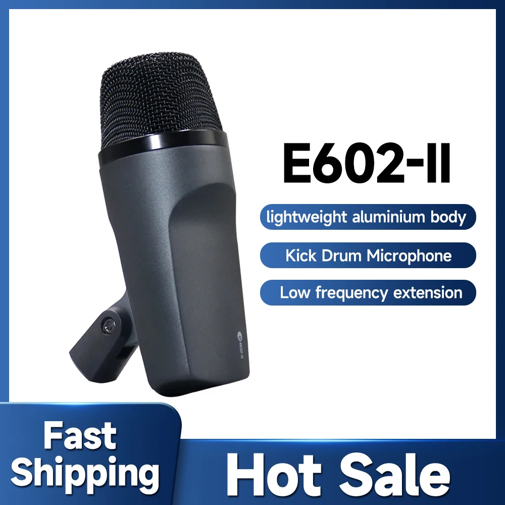 E602-II Professional Dynamic Microphone for Bass Kick Tom Drums Vocal Band DJ Stage Recording Live Performance