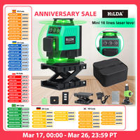 HILDA 3D/4D 12/16 Lines Green Laser Horizontal 360 Self Leveling Vertical And Horizontal Green Light Beam Optical Instrument