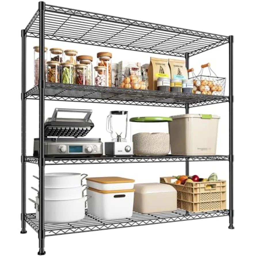 

45"W Metal Shelving Unit 4 Tier Storage Shelves Adjustable Wire Shelving Metal Shelf Pantry Shelves Wire Rack Commercial Shelvin
