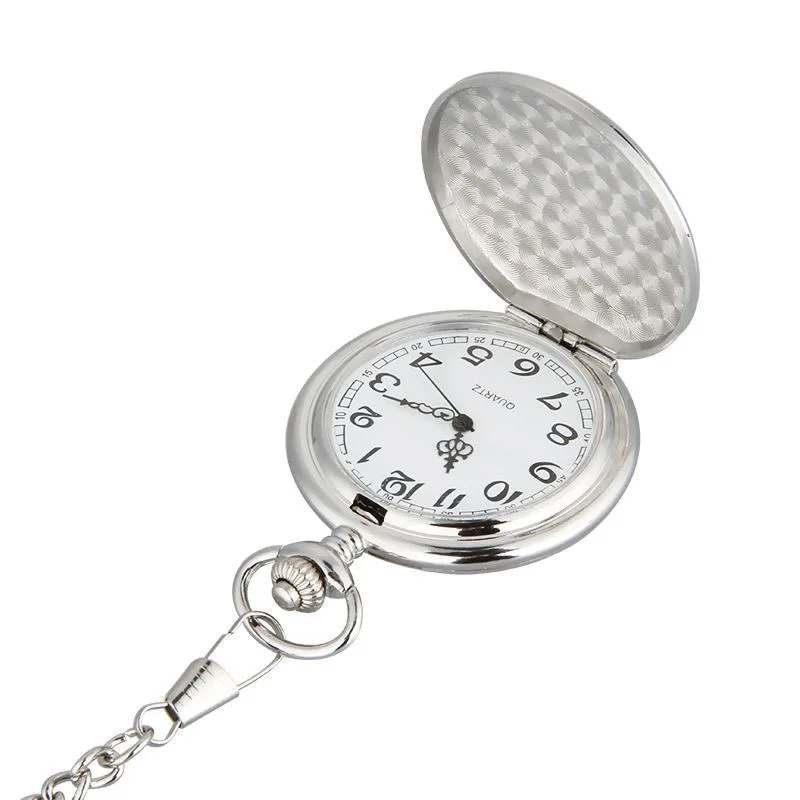 Orologio da tasca al quarzo Vintage di lusso per uomo custodia con incisione Laser a cavallo vecchio orologio a catena Fob per orologi da collezione