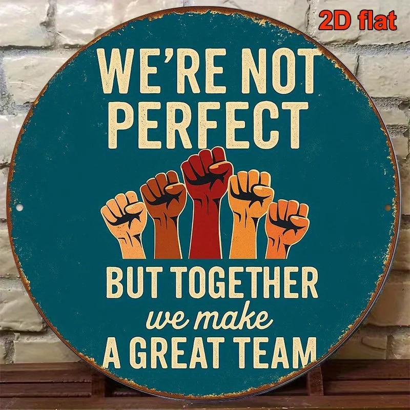 Retro Teamwork Motivation 2D Wooden Discs Furniture Hanging Wall Decor Coffee Shop Office Decor Creative Art Gifts DIY-friendly