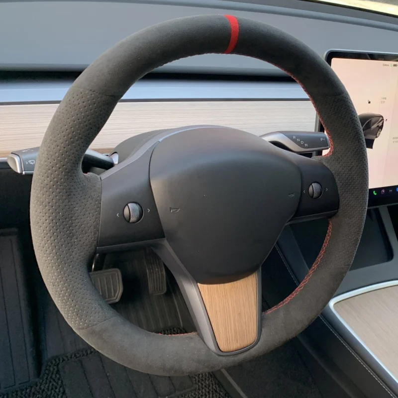 Suede Steering wheel Cover For Tesla Model 3 2015 2016 2017 2018 2019 Model Y 2019 2020 Handle Cover Interior Car Accessories