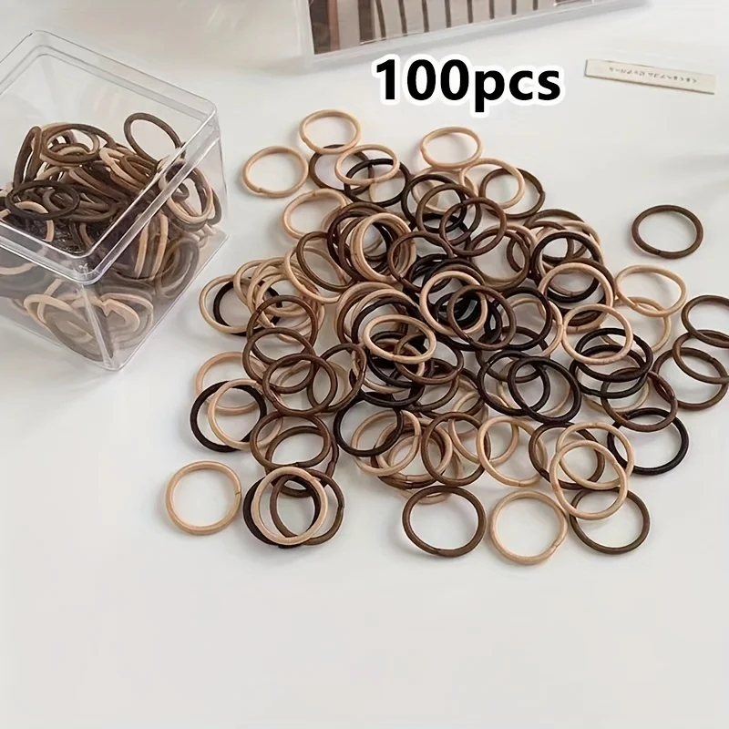 Fascette elastiche per capelli da 100 pezzi - Anelli per capelli ispessiti per code di cavallo - Accessori per capelli in tinta unita comodi