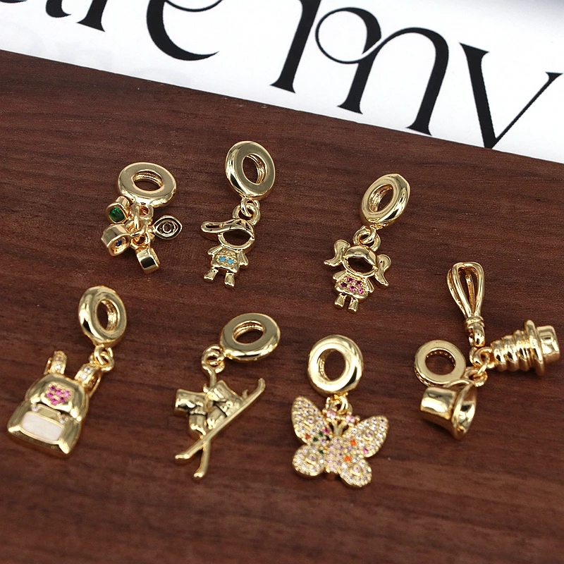 

20Pcs Dainty Butterfly Boy Girl Pendant Charm 18kGold Dangle Zircon Charms Fits Bracelet NecklaceJewelry Making