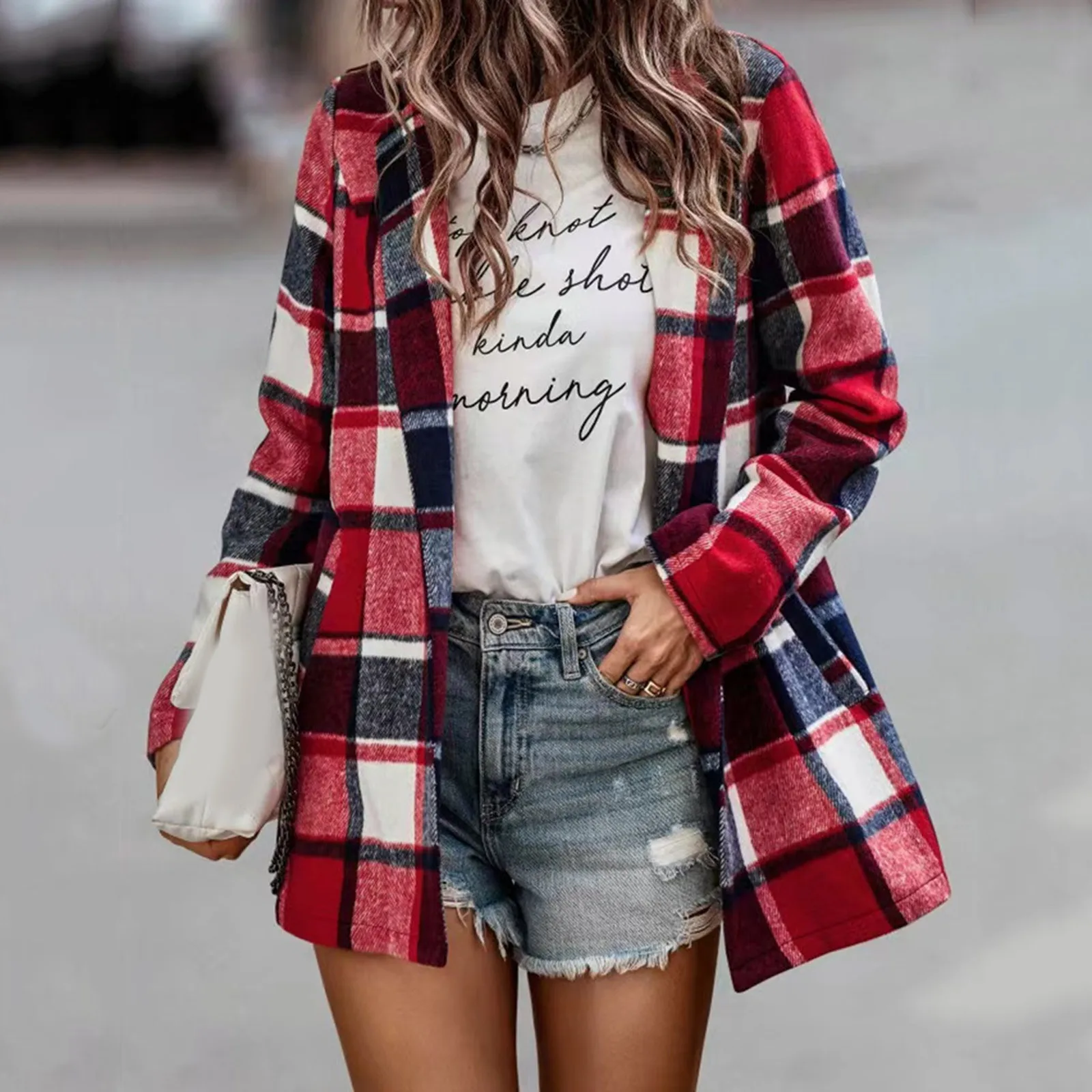 Plus Size Women Flannel Plaid Button Down Shirt