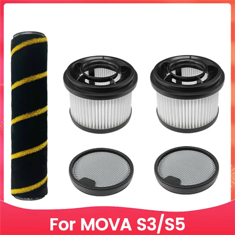 WHYY-5 шт. сменный фильтр для MOVA S3/S5, детали ручного беспроводного пылесоса, моющаяся роликовая щетка, фильтр предварительной и после очистки