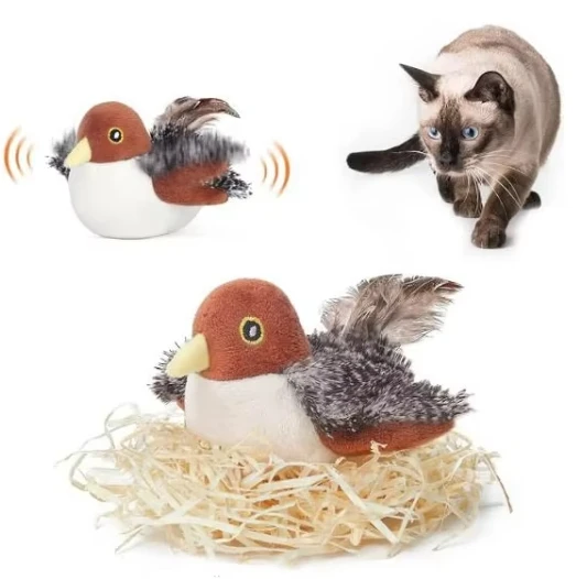 

Pet Supplies Squeaky with Feather Tail Chaser Toy for Cats to Play Alone Play and Squeak Kitten Toy for Cat
