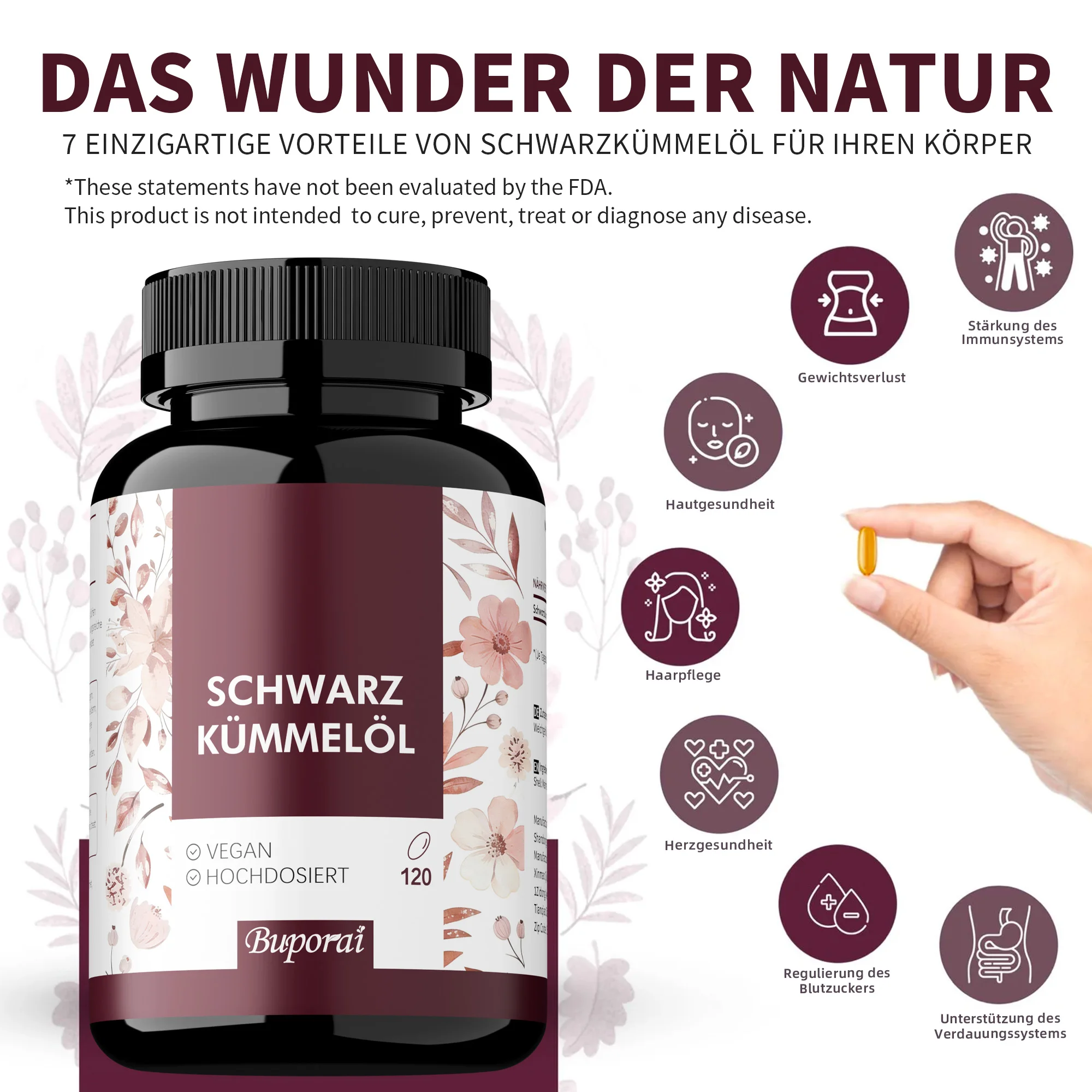 

Капсулы с маслом черного тмина: Поддержка общего здоровья, укрепление иммунной системы, улучшение состояния дыхательных путей, антиоксидант, без ГМО.