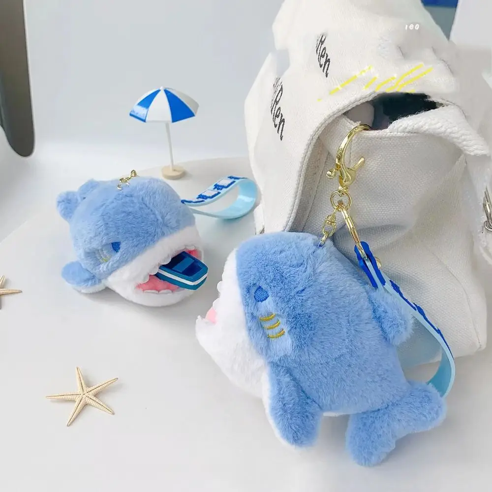 Tiburón regalos de cumpleaños decoración de mochila colgante de tiburón azul llaveros de peluche de tiburón azul llavero de tiburón de peluche juguete de peluche