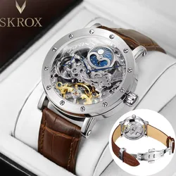 SKROX GMT fase lunar movimiento automático mecanismo de reloj mecánico impermeable hombre relojes de pulsera Original de alta gama de lujo masculino aaa reloj