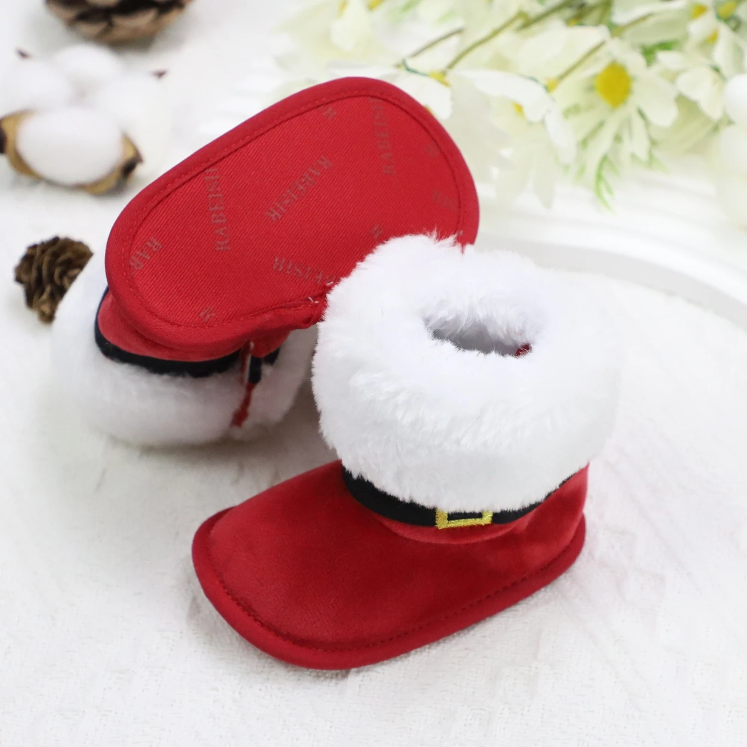 Baby Toddler Shoes, Christmas Cute Plush Heart Boots, Warm and Non-Slip, Suitable for Festival & Party Wear, Winter Style