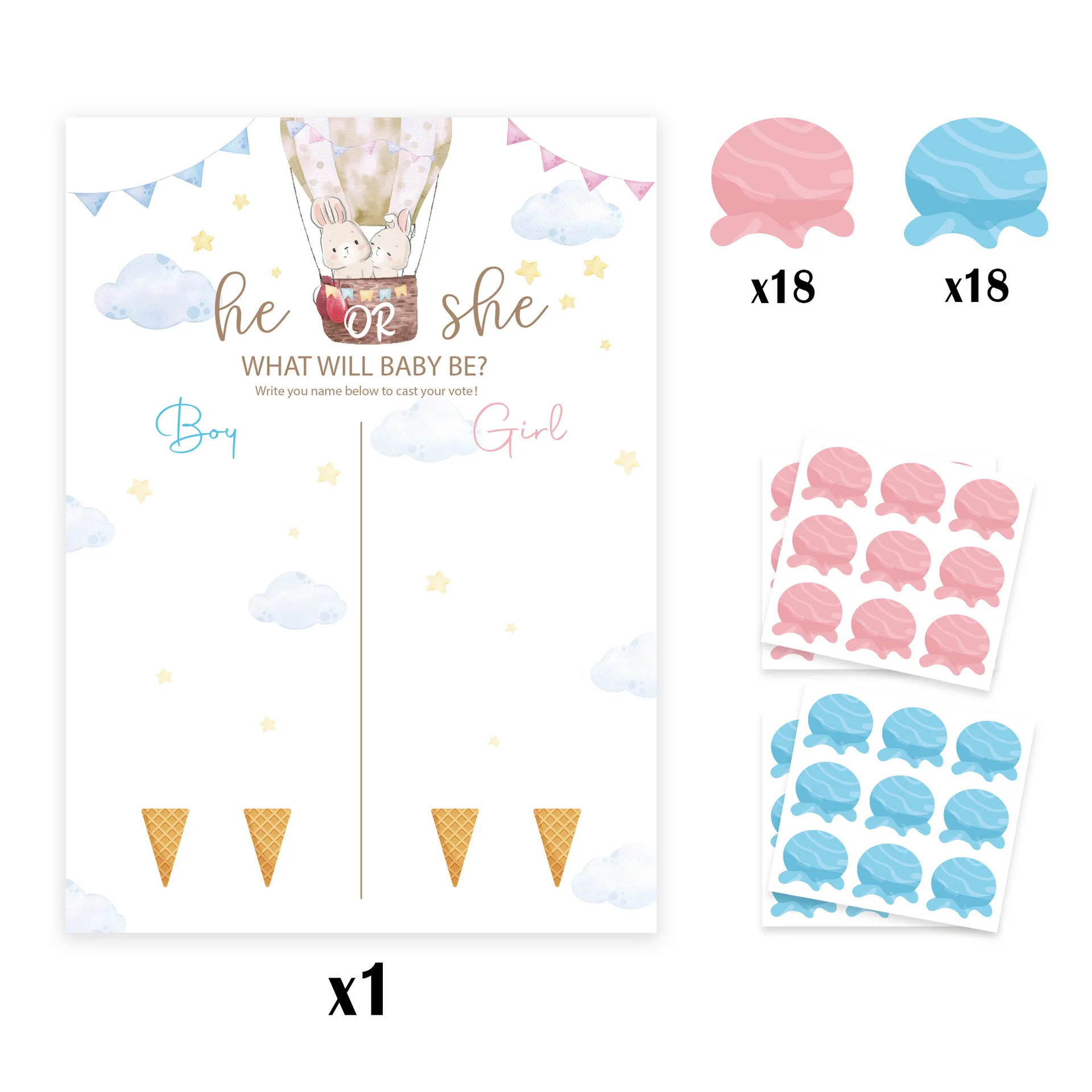 Gender Revealing  Baby Revealing Team Game Card Poster Baby Shower Birthday Party