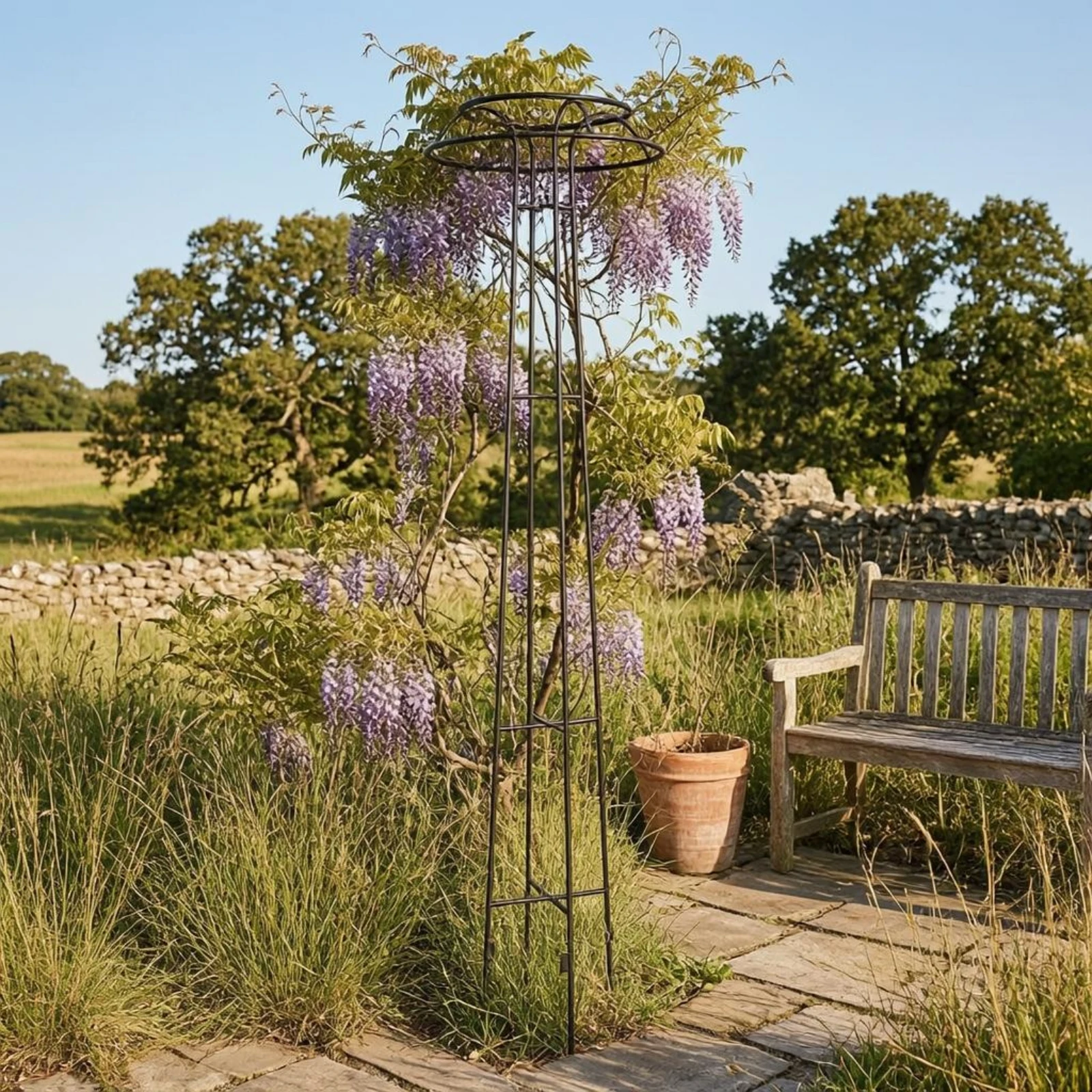 Cap-Topped Top Trellis Tall Metal Climbing Trellis Garden Structure Decorative Design Rust Resistant for Courtyard