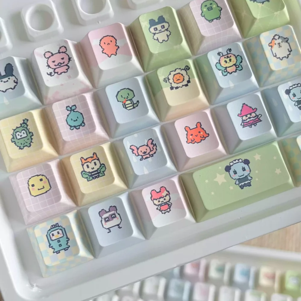 Anime Electronic Pet Keycaps Set PBT Keyboard Caps Custom MOA Cherry Profile Key Caps for Mechanical Keyboard Accessories Gifts