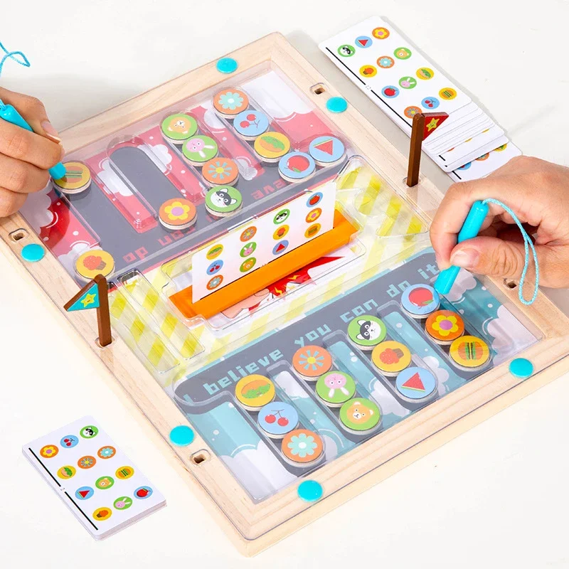 

Wooden Montessori Toys Slide Magnetic Board Game Fine Motor Sorting Matching for Kids Early Learning Activity Board