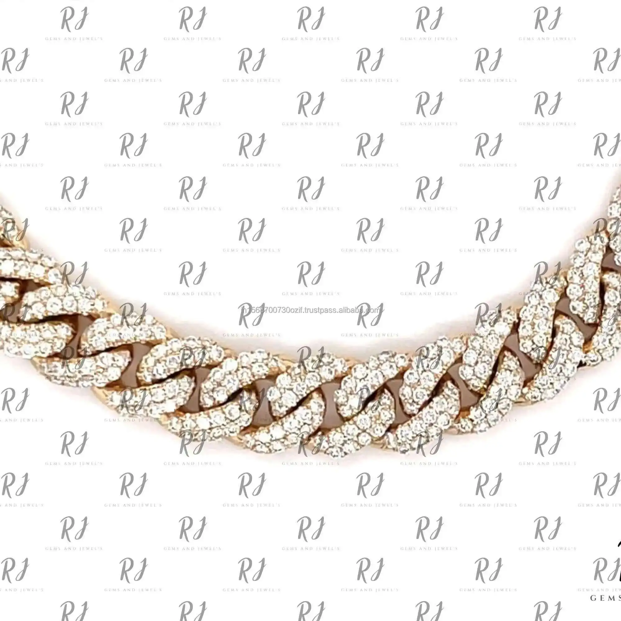 

Iced Out Moissanite Cuban Link Chain Hip Hop 7.5mm Gold Miami Cuban Chains Necklace for Mens and Women