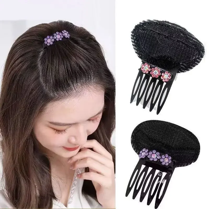 Fluffy Wisdom Teeth Bangs Hair Cushion Women Exquisite Invisible Flower Diamond Decoration Hair Bands Fashion Hair Accessories