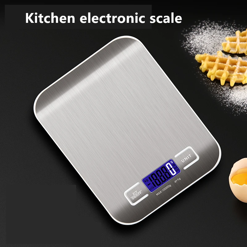 Digital Kitchen Scale LED Display 10kg/1g Stainless Steel Panel Electronic Scales Home Jewelry Food Snacks Weighing Baking Tools