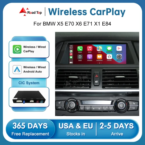 Road Top ワイヤレス CarPlay Android Auto BMW CIC X5 E70 X6 E71 2011-2013 X1 E84 2009-2015 ミラーリンク AirPlay 機能付き
