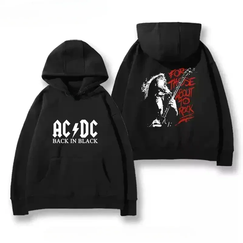 

2024 Popular New Style ACDC Band Hooded Hoodie for Men and Women Metal Rock Retro Printed Tops Sell Well Internationally
