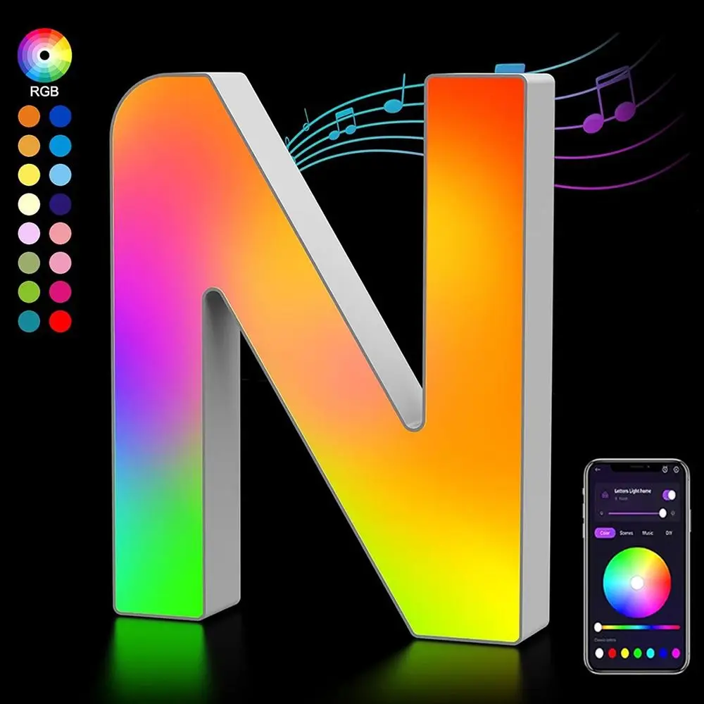 MeRGBW App Smart LED Letters Light Name Letter Decorative Alphabet Light Plastic USB Number Lamp Home