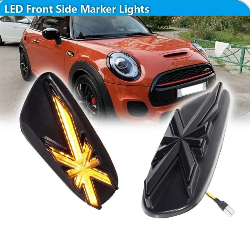 

Для Mini Cooper F55 F56 Hatchback 2014-2020 и F57 Convertible 2016-2020 динамический янтарный светодиодный передний боковой габаритный указатель поворота