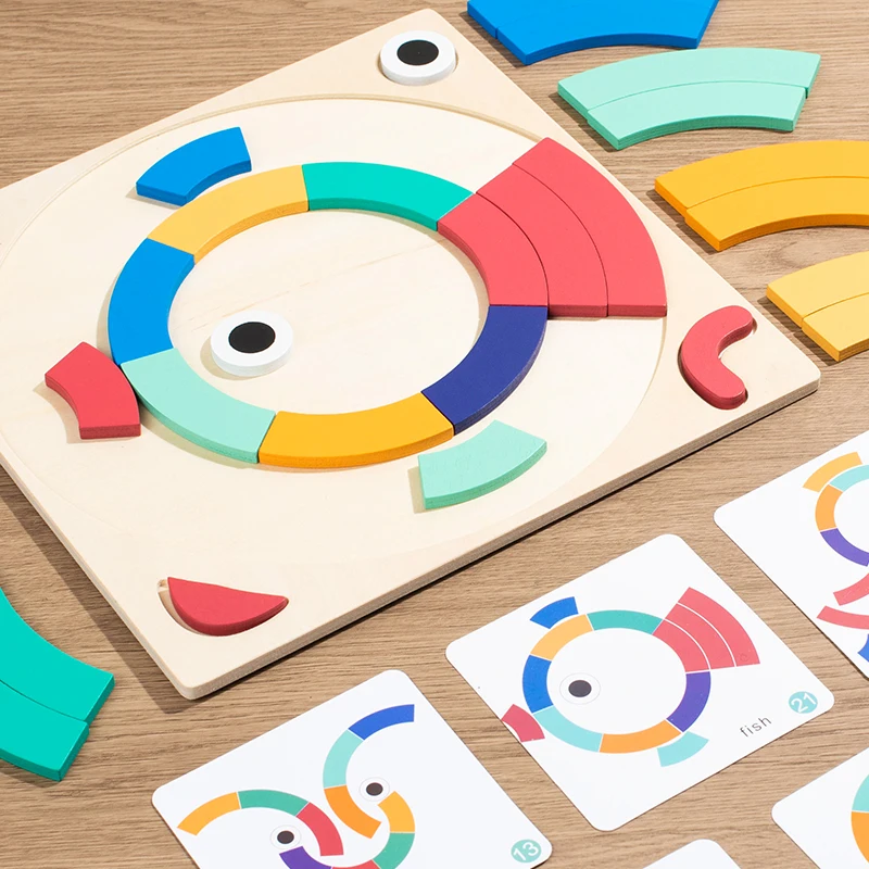 Jeu de bricolage Montessori en bois arc-en-ciel, blocs créatifs, Puzzle en forme de couleur, jouets éducatifs cognitifs, cadeau pour enfants