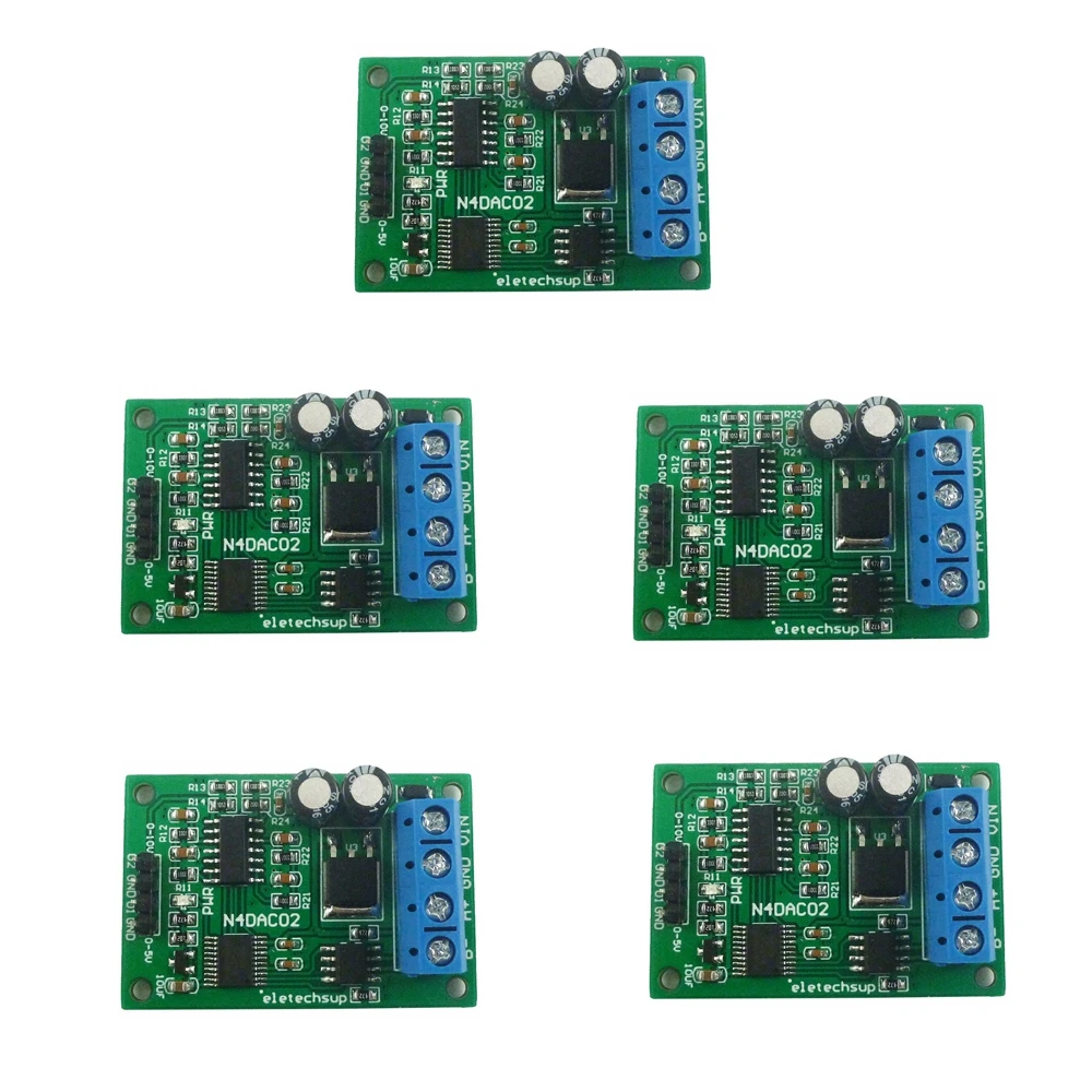 5PCS DC 12V 2CH DAC Module 0-5V 0-10V PWM to Voltage Analog Converter RS485 Modbus RTU Board