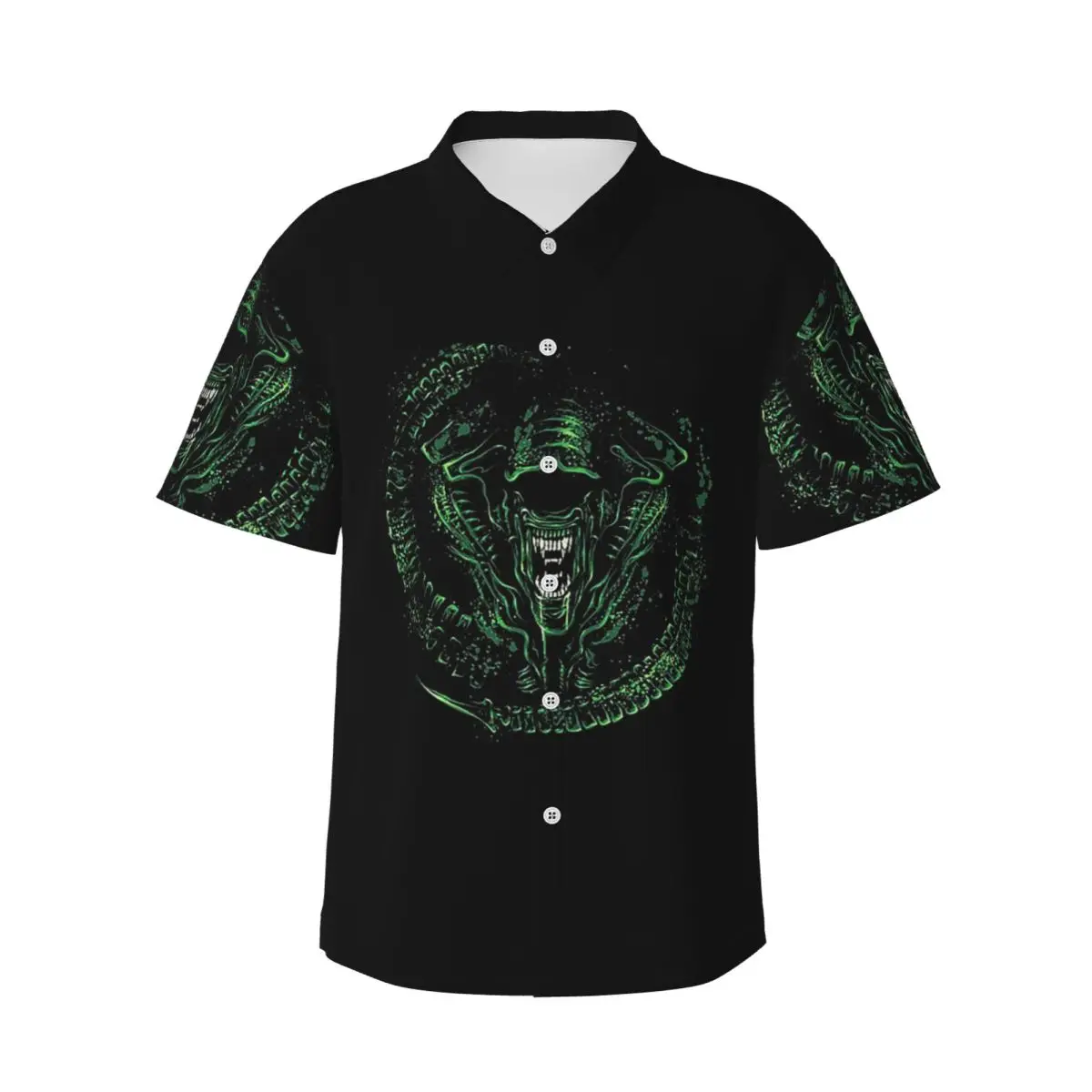 

FaceHugger Alien Xenomorph Мужские рубашки с плечами Гавайская рубашка с коротким рукавом Повседневные топы на пуговицах для летнего пляжа