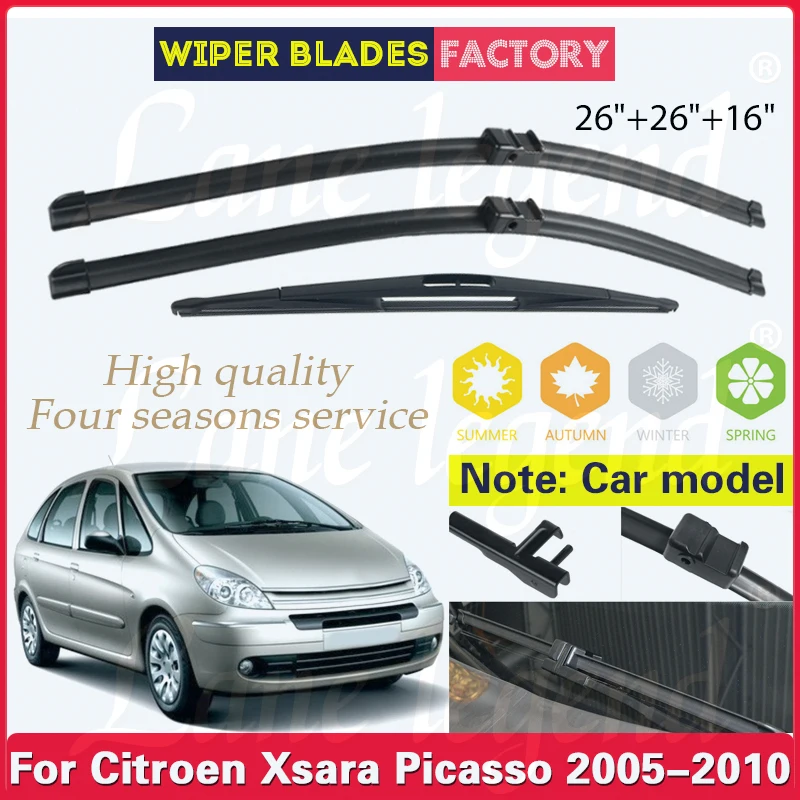 For Citroen Xsara Picasso 2005 2006 2007 2008 2009 2010 Front Rear Wiper Blades Windshield Windscreen Car Accessories 26\