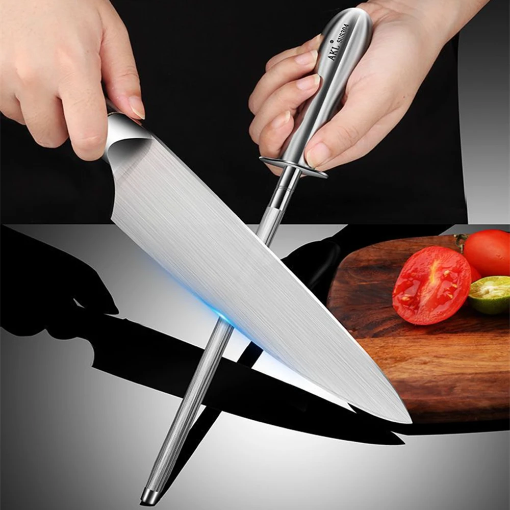 

304 Stainless Steel Professional Sharpening Stick Practical Knife Sharpener Can Sharpen Chef Knives Kitchen Tools Accessories